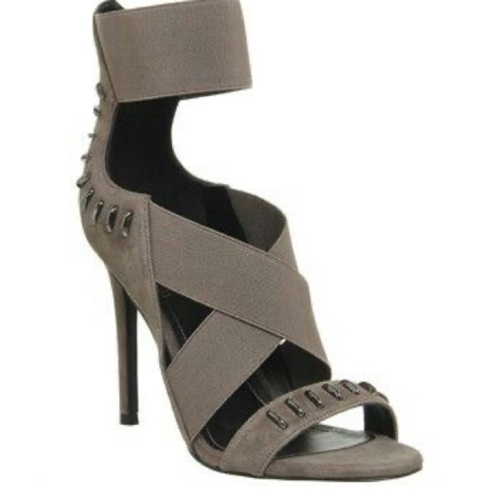 Kendall and Kylie brand Gray elastic Ankle strap heel with studs size 7.5